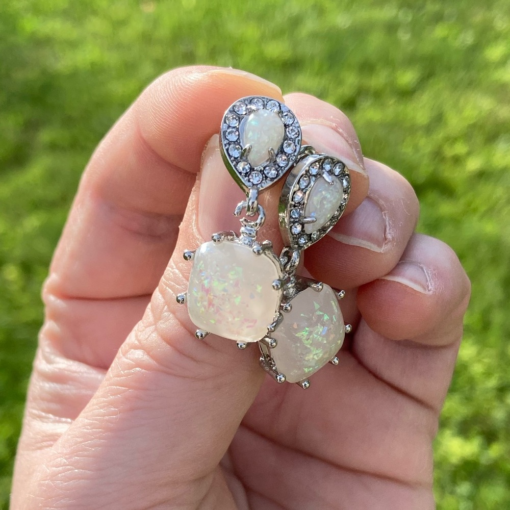 Genuine Fire Opal Earrings - Picture 3 of 12